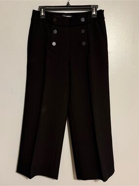 Karl Lagerfeld Black Cropped Wide-Leg Sailor Pants